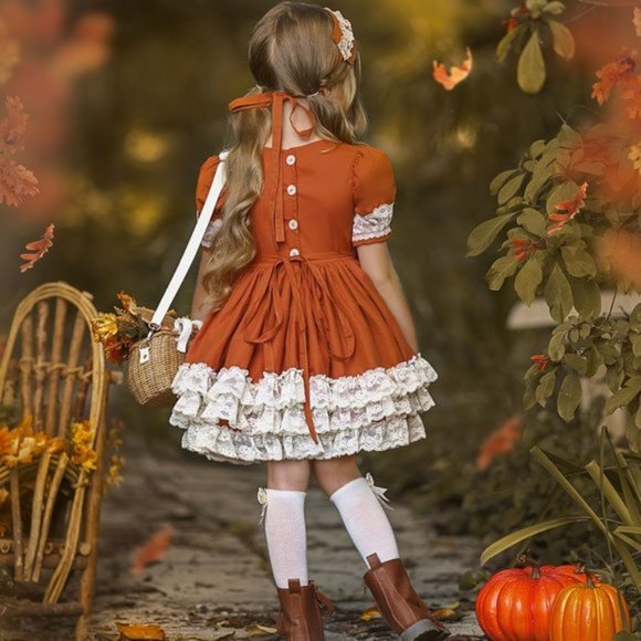 Dollcake Little Prayers Dress Orange euc free headband nwt - Picture 2 of 2